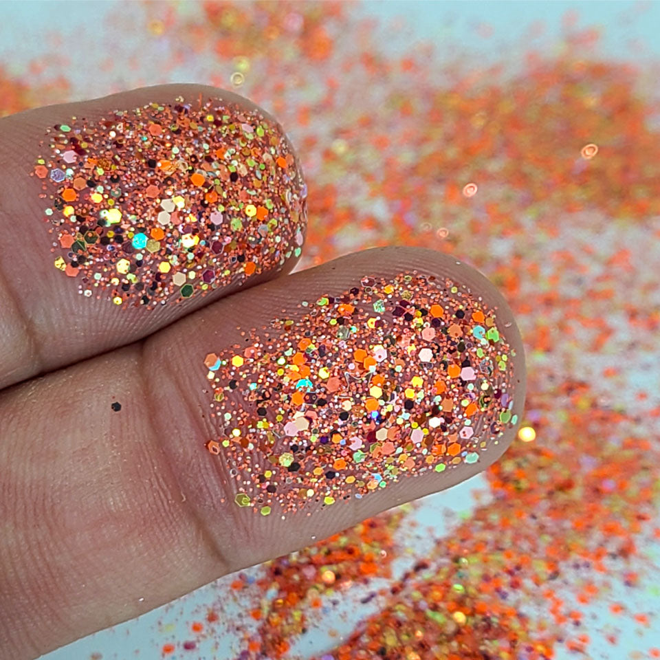 Papaya Chunky Glitter Mix, 5 Gram Square Jar