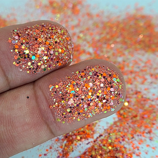 Papaya Chunky Glitter Mix, 5 Gram Square Jar