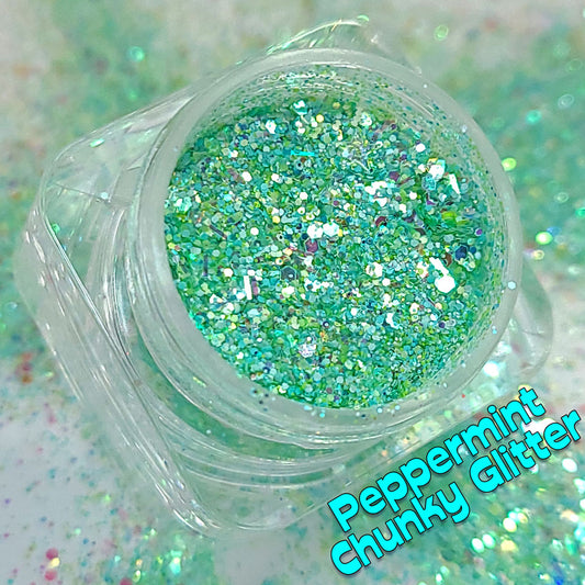 Peppermint Chunky Glitter Mix, 5 Gram Square Jar