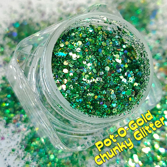 Pot-O-Gold Chunky Glitter Mix, 5 Gram Square Jar