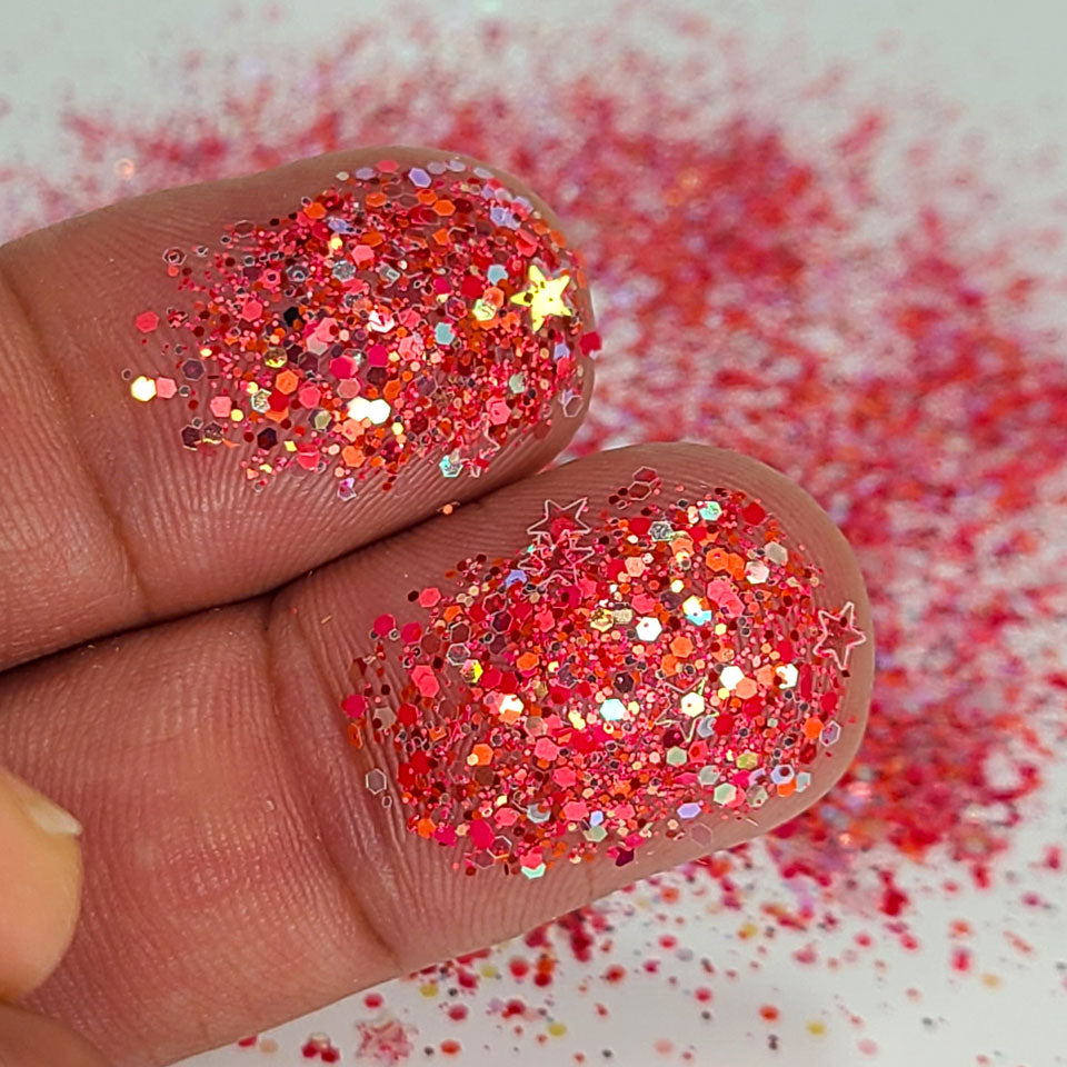 Watermelon Chunky Glitter Mix, 5 Gram Square Jar