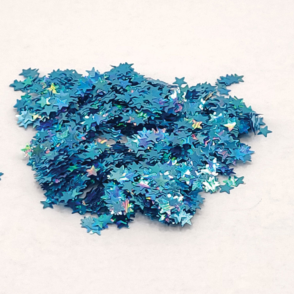 Glitter Confetti Stars - Blue Holographic
