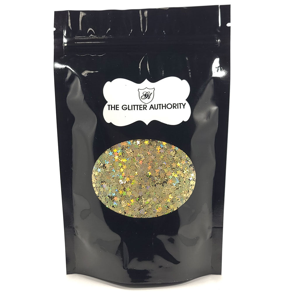 Glitter Confetti Stars - Gold Holographic