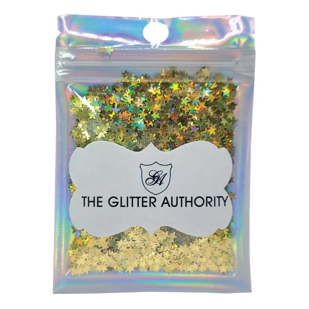 Glitter Confetti Stars - Gold Holographic