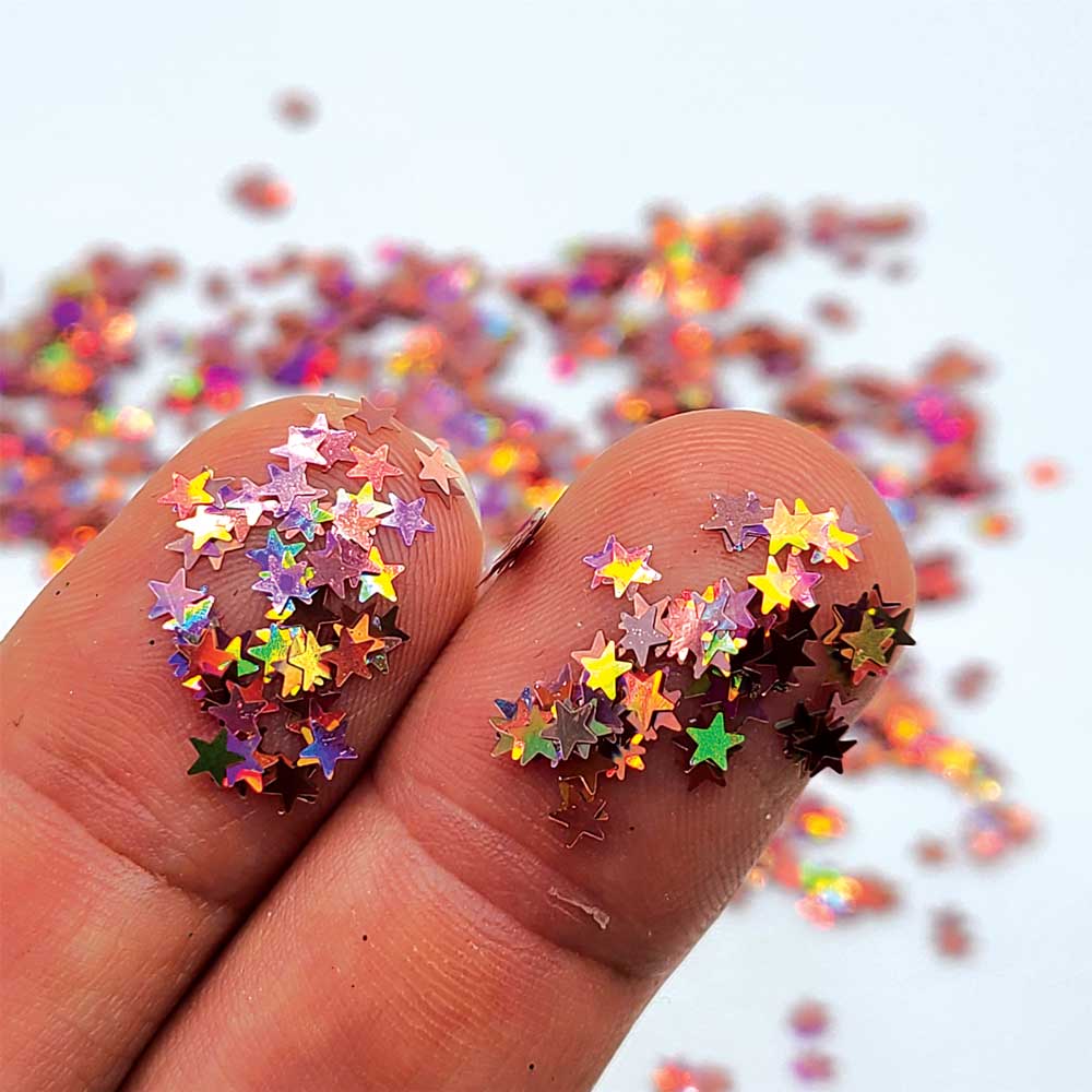 Glitter Confetti Stars - Pink Holographic