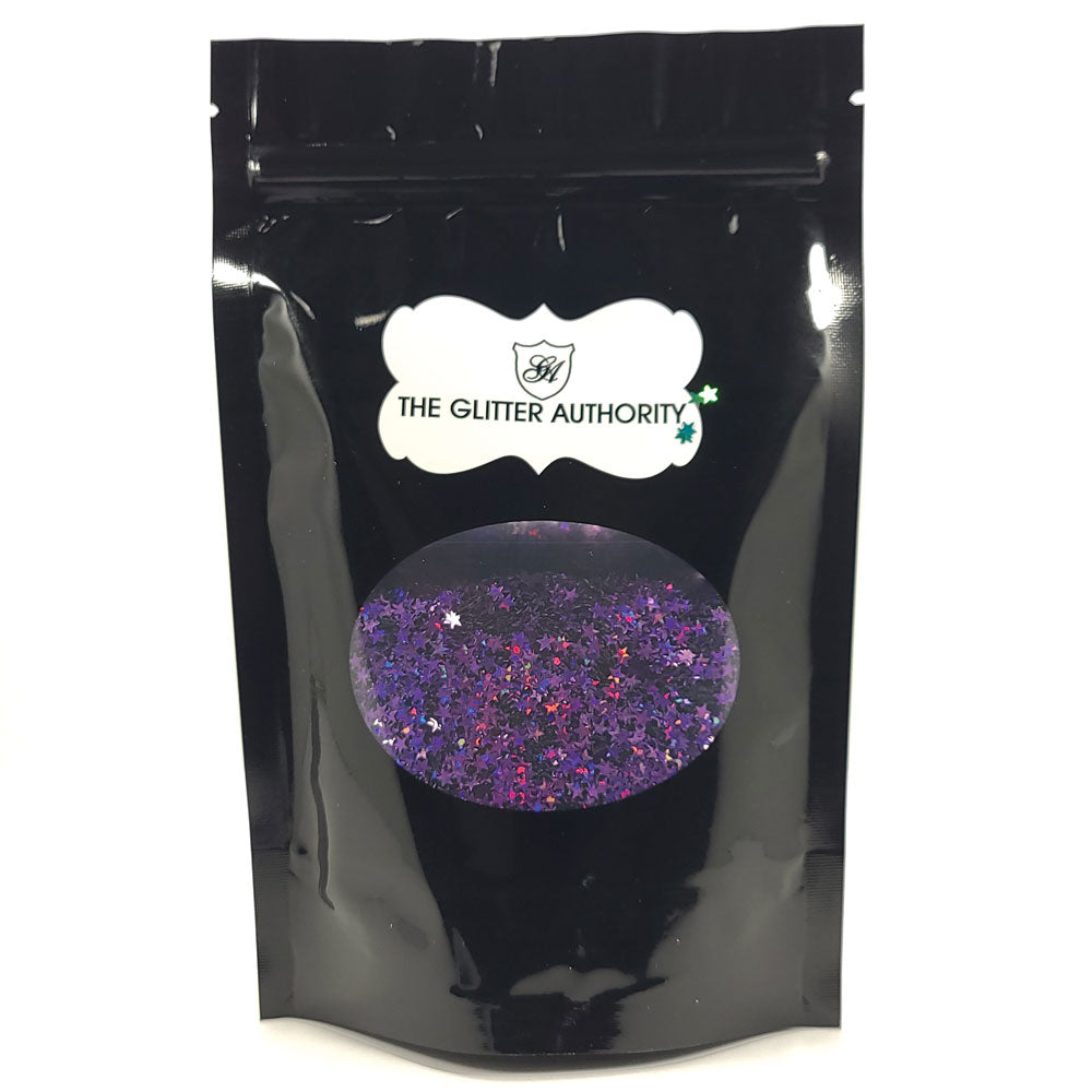 Glitter Confetti Stars - Purple Holographic