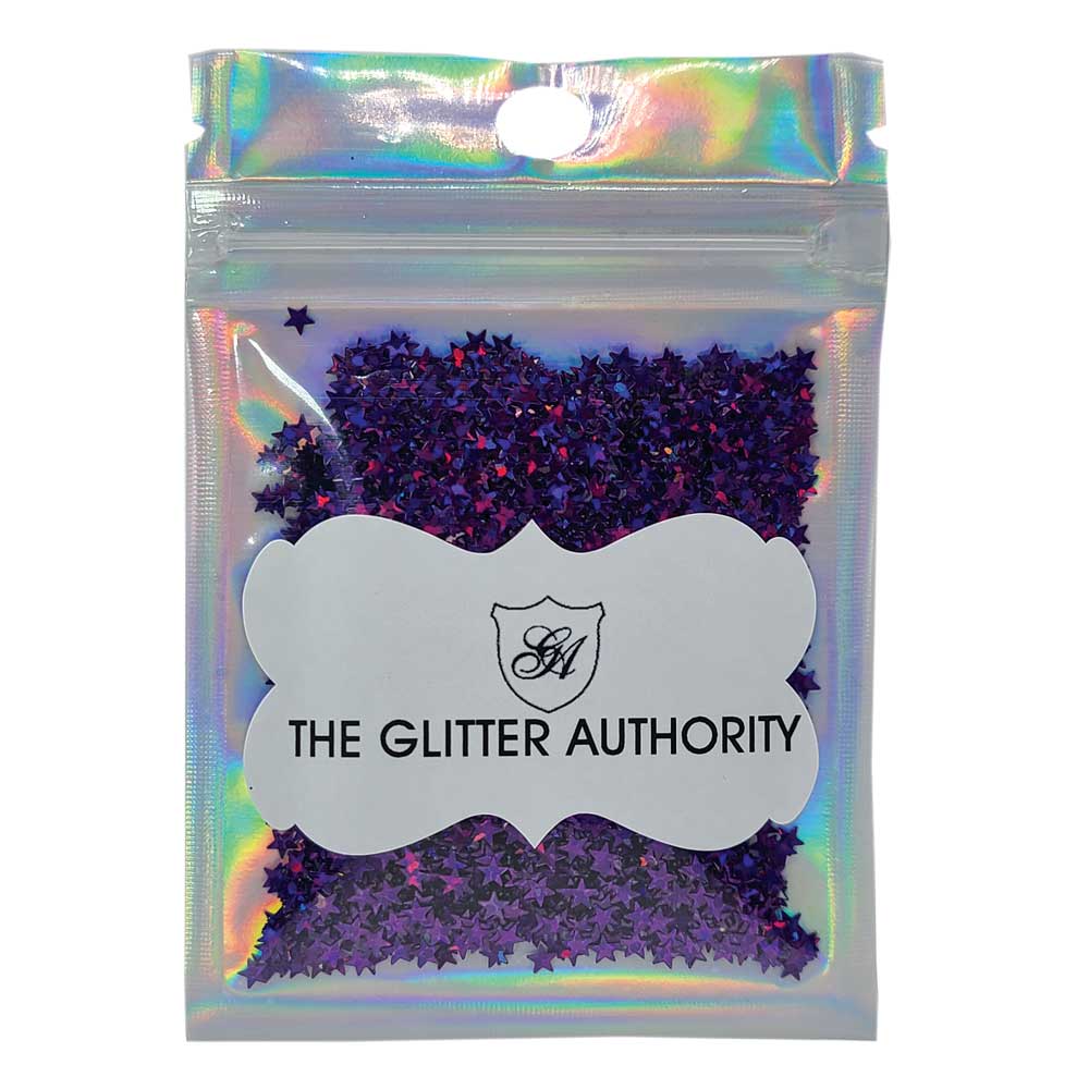 Glitter Confetti Stars - Purple Holographic