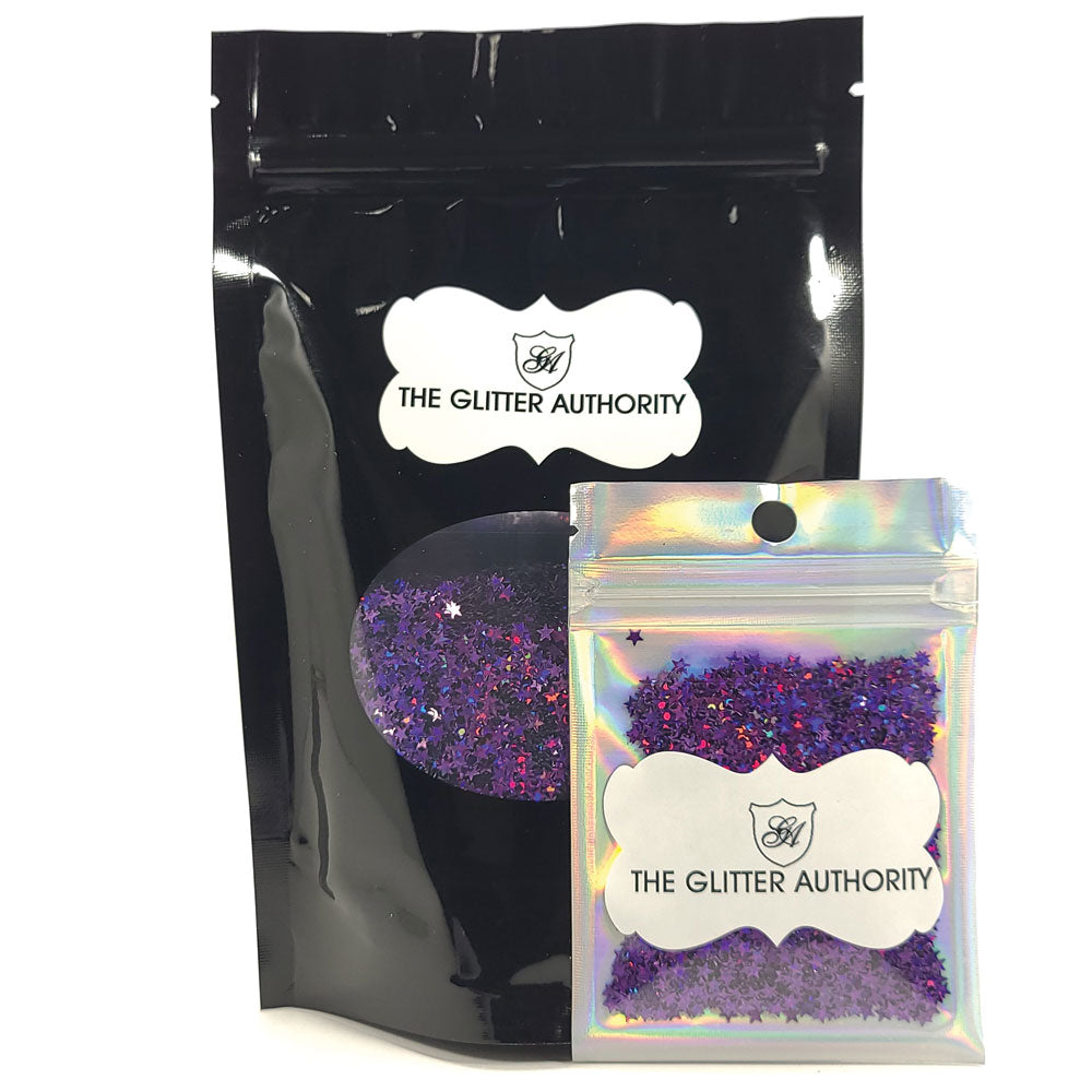 Glitter Confetti Stars - Purple Holographic –