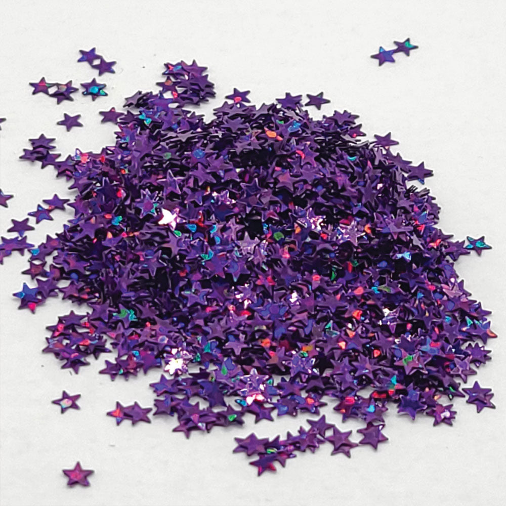 Glitter Confetti Stars - Purple Holographic