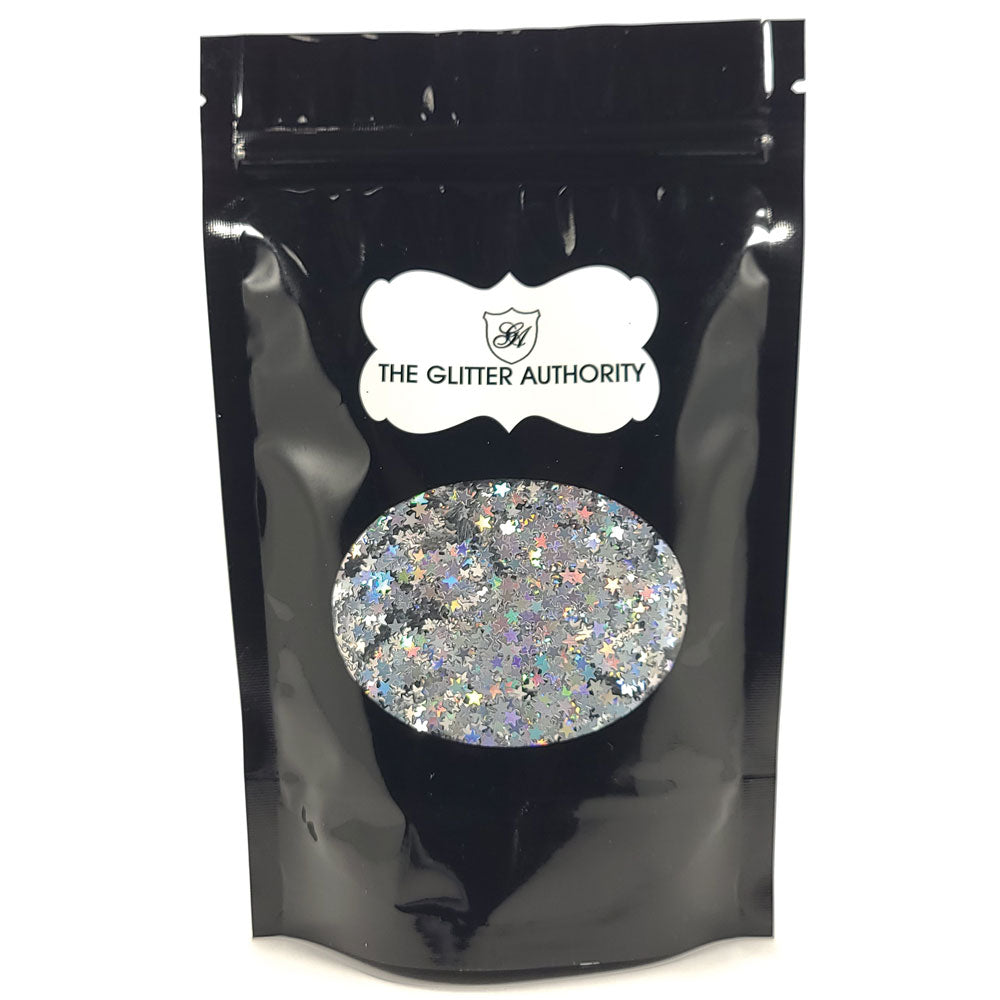 Glitter Confetti Stars - Holographic Silver