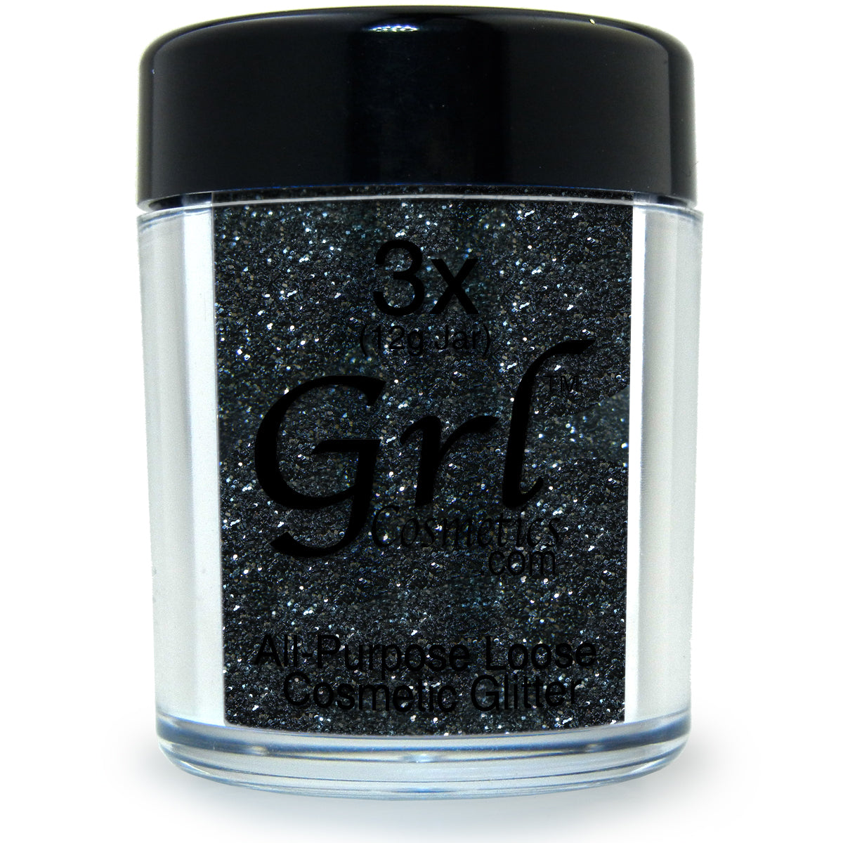 Black Glitter Powder Onyx, 12 Gram Jar