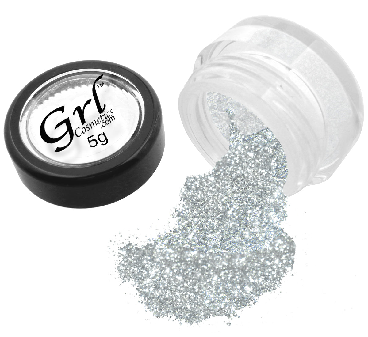 Silver Loose Glitter GL03, 5 Gram Jar
