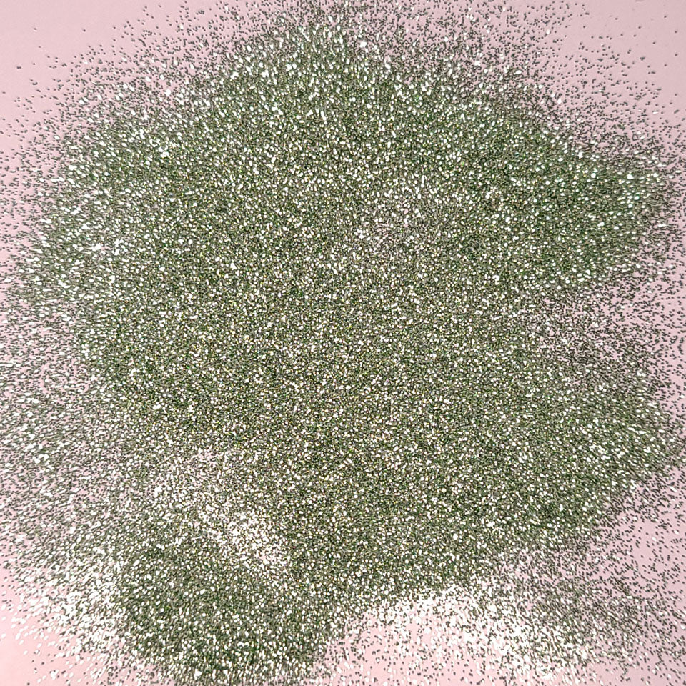 Sage green bulk glitter in extra fine .008 hex cut.