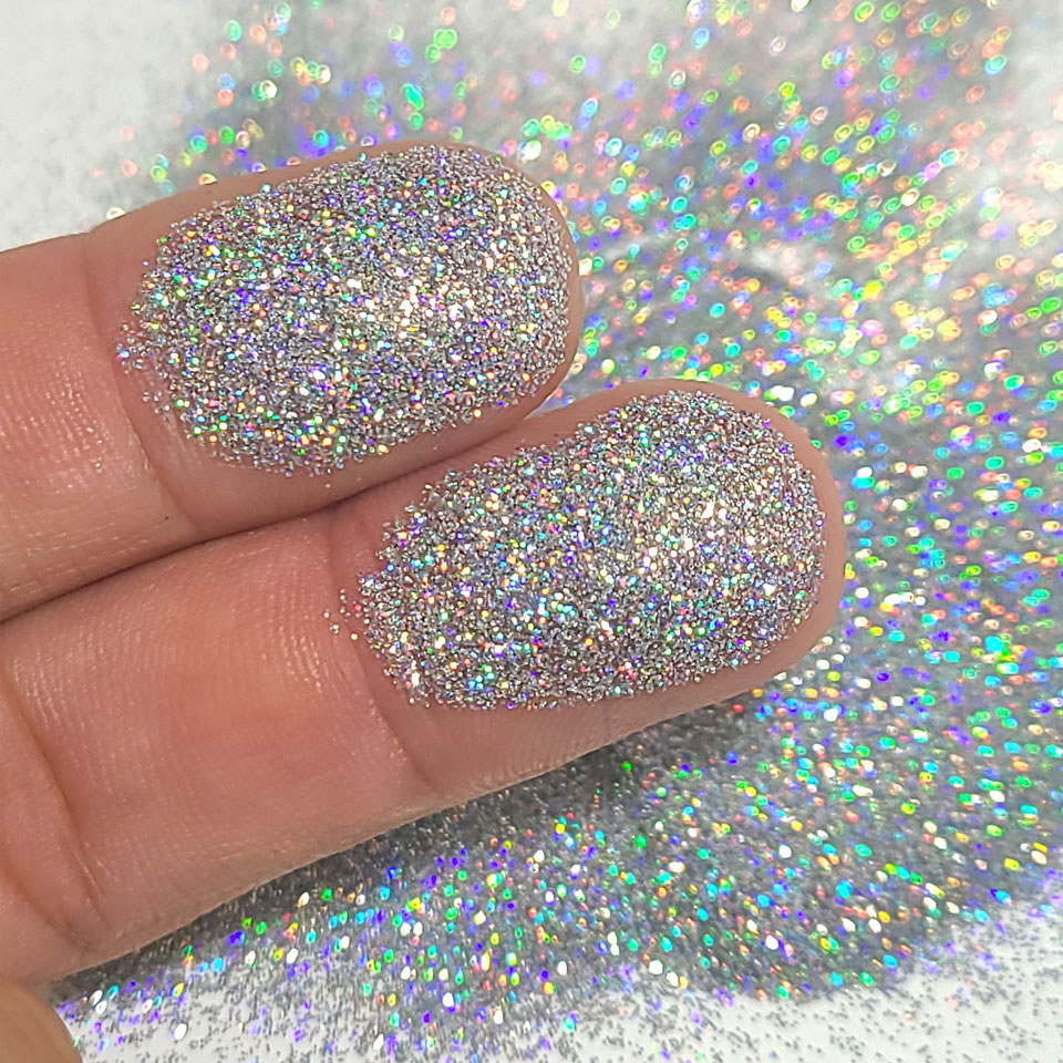 Silver Holographic Cosmetic Glitter Silver Prism, 10g