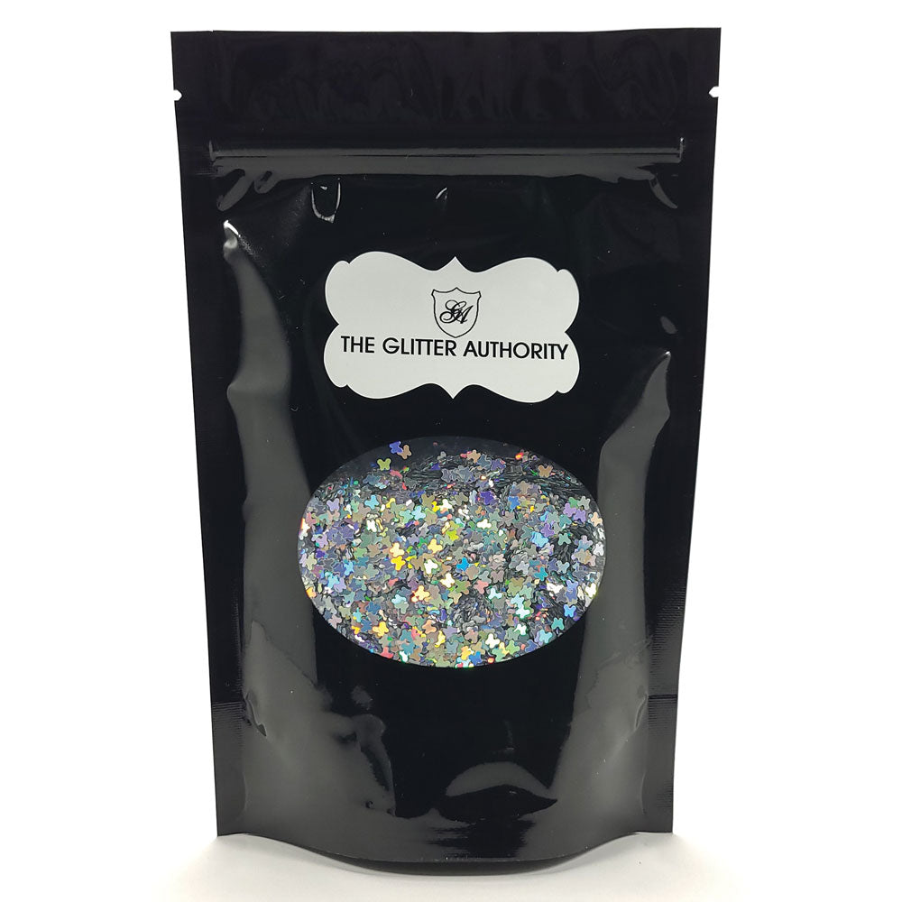 Glitter Confetti Butterflies - Holographic Silver