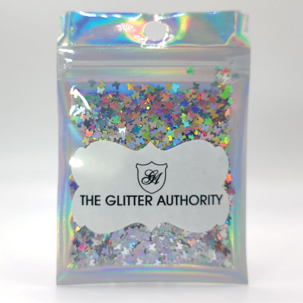 Glitter Confetti Butterflies - Holographic Silver