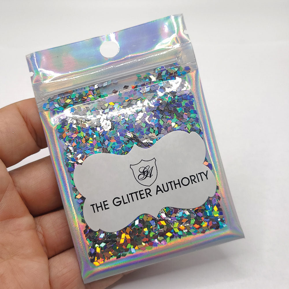 Glitter Confetti Diamonds - Holographic Silver