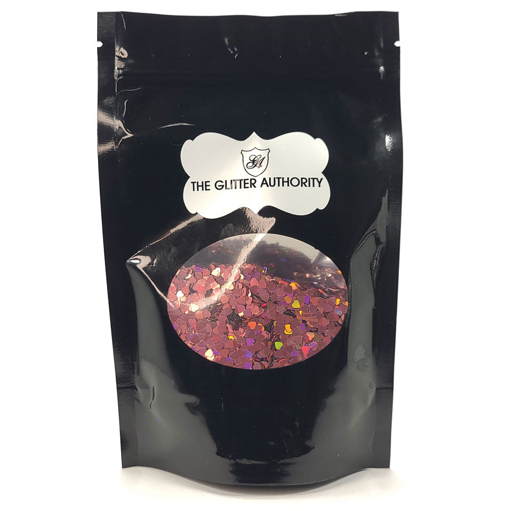 Glitter Confetti Hearts- Holographic Pink