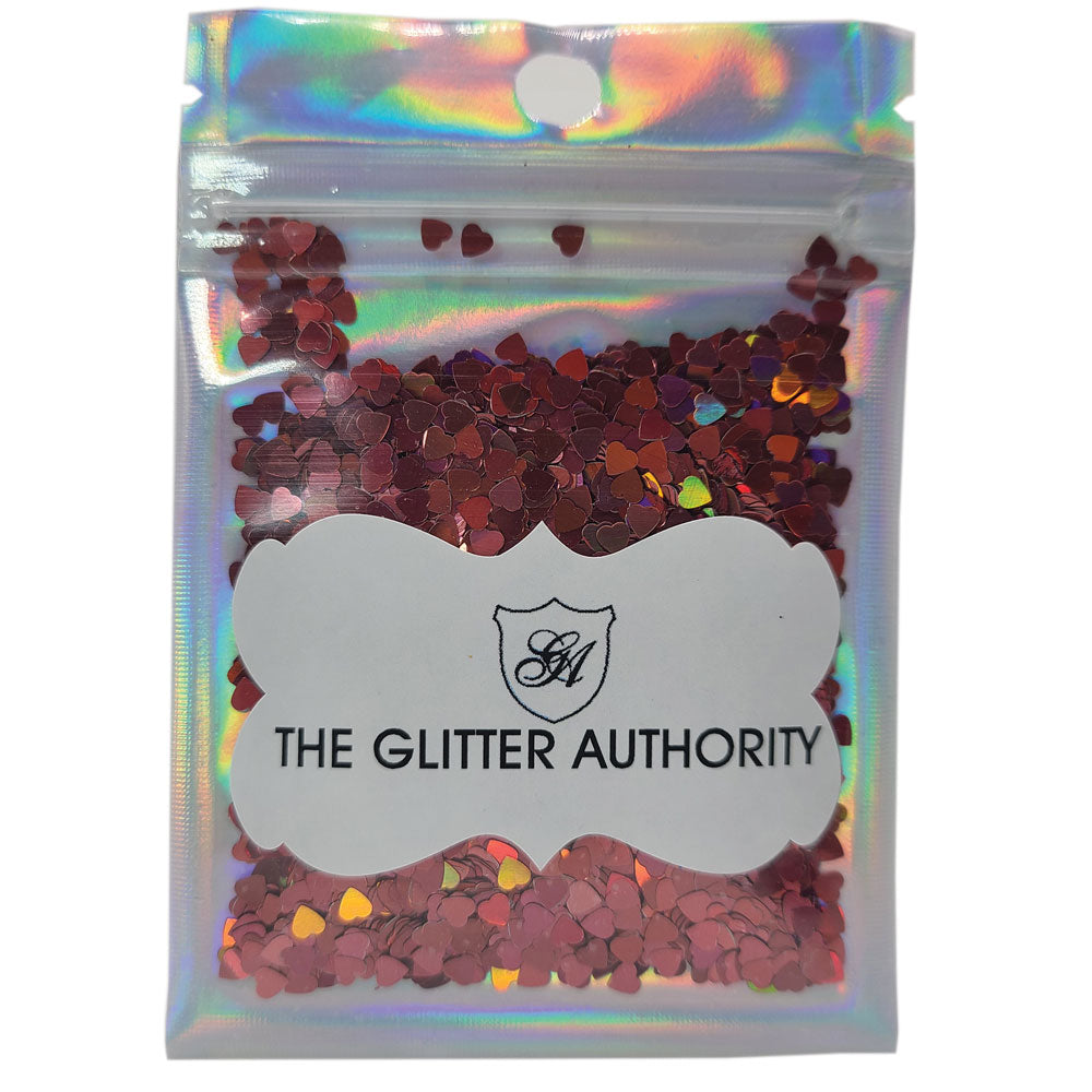 Glitter Confetti Hearts- Holographic Pink