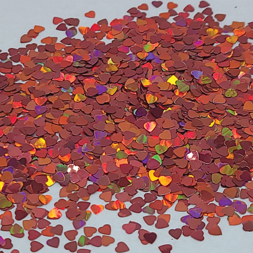 Glitter Confetti Hearts- Holographic Pink