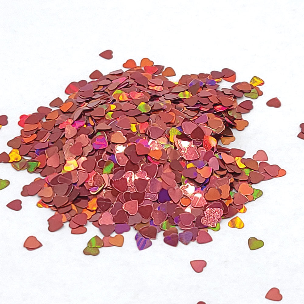 Glitter Confetti Hearts- Holographic Pink