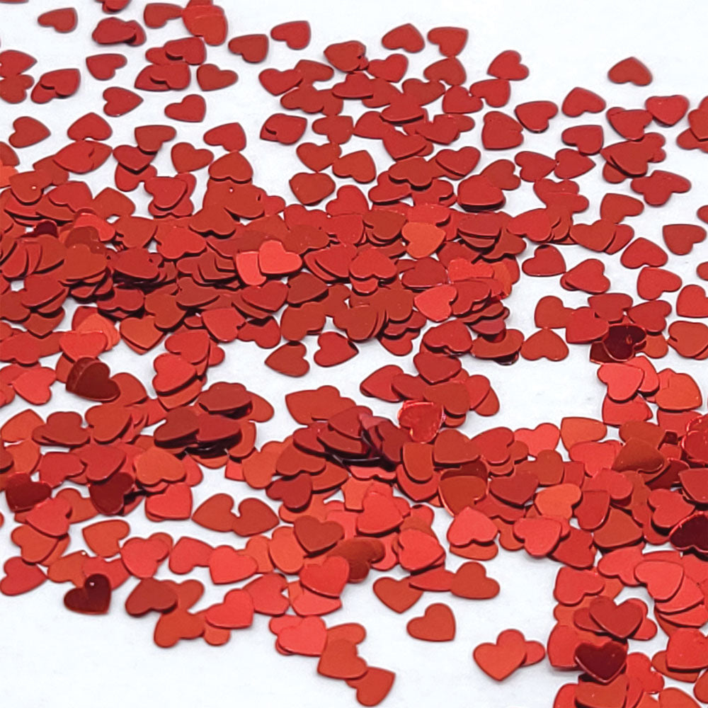 Glitter Confetti Hearts - Polyester Red