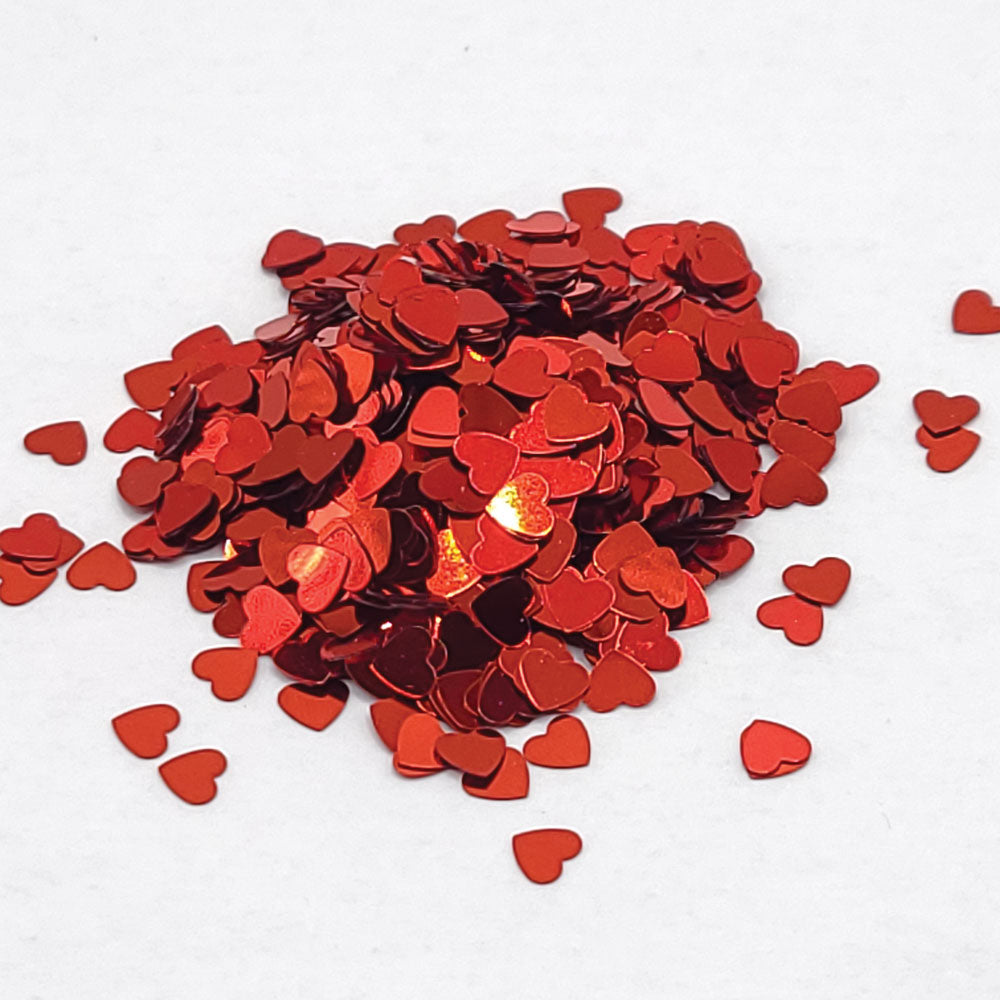 Glitter Confetti Hearts - Polyester Red