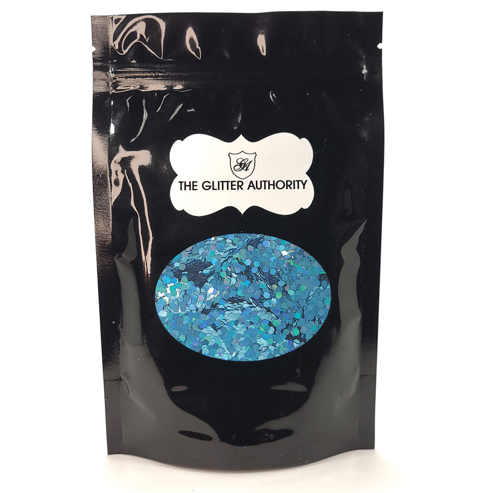 Glitter Confetti Hexagons- Holographic Blue