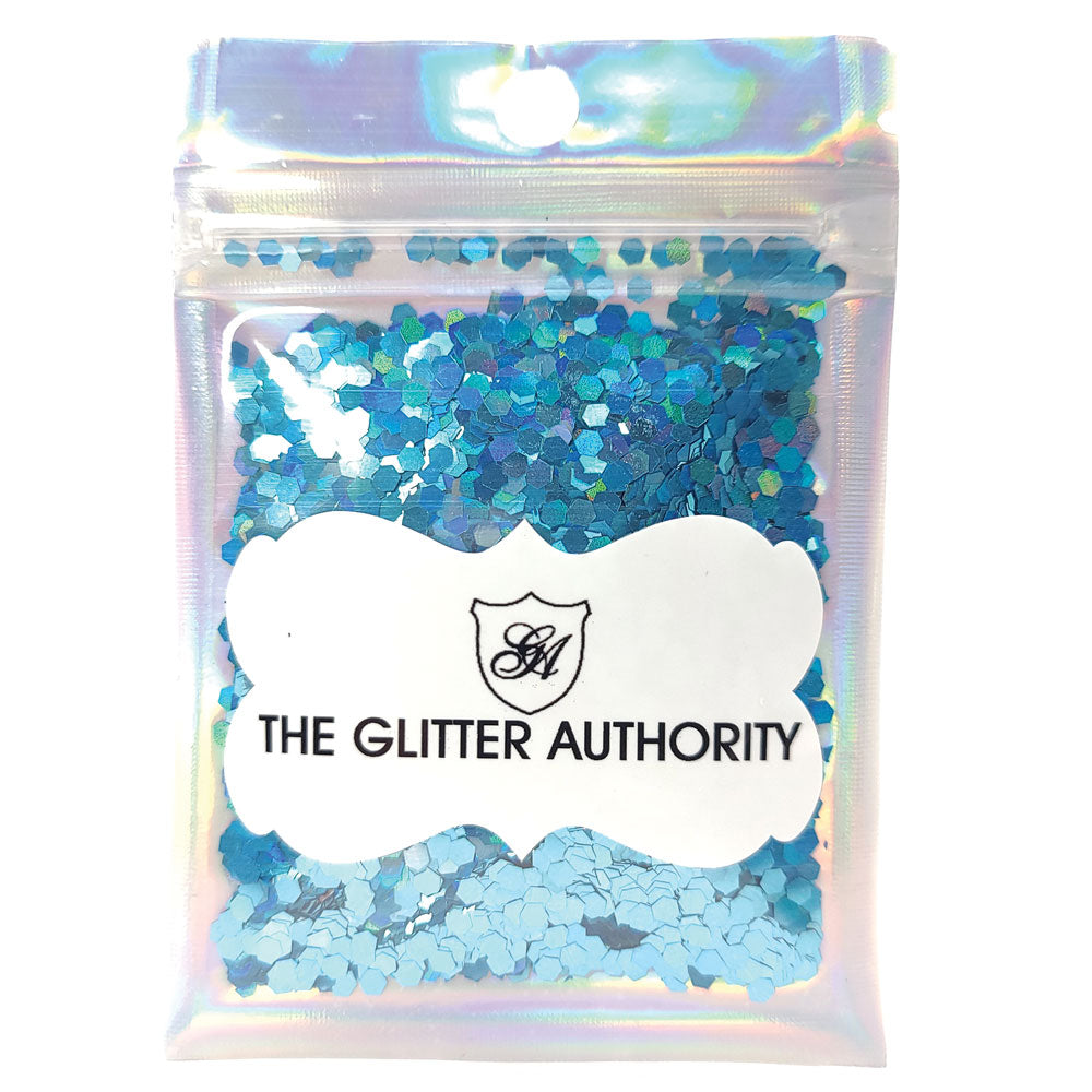 Glitter Confetti Hexagons- Holographic Blue