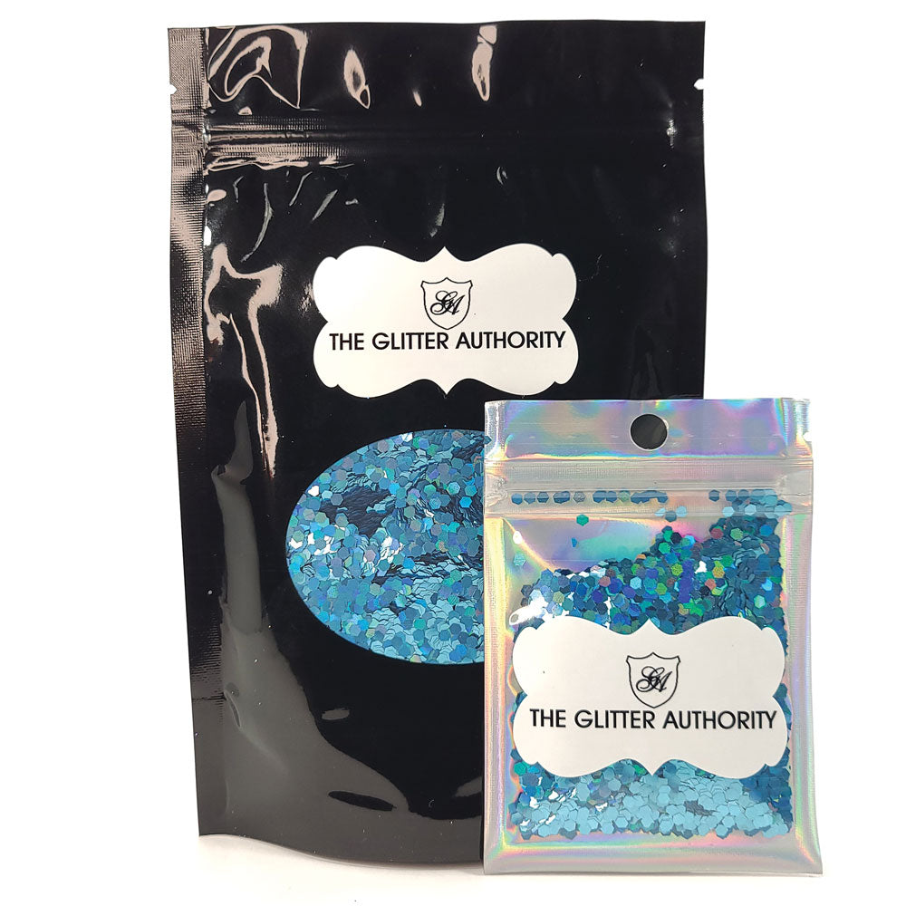 Glitter Confetti Hexagons- Holographic Blue