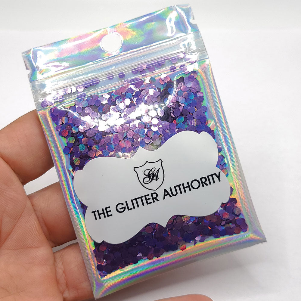 Glitter Confetti Hexagons- Holographic Purple