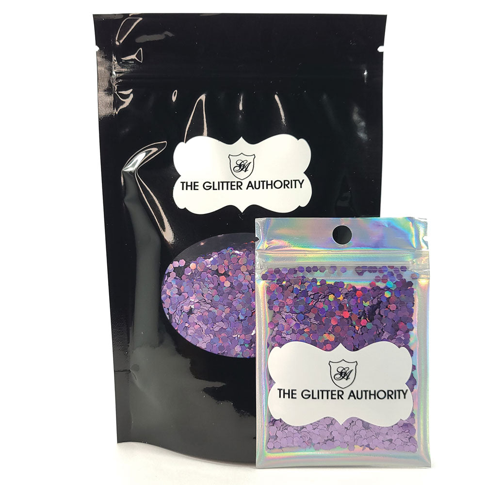 Glitter Confetti Hexagons- Holographic Purple