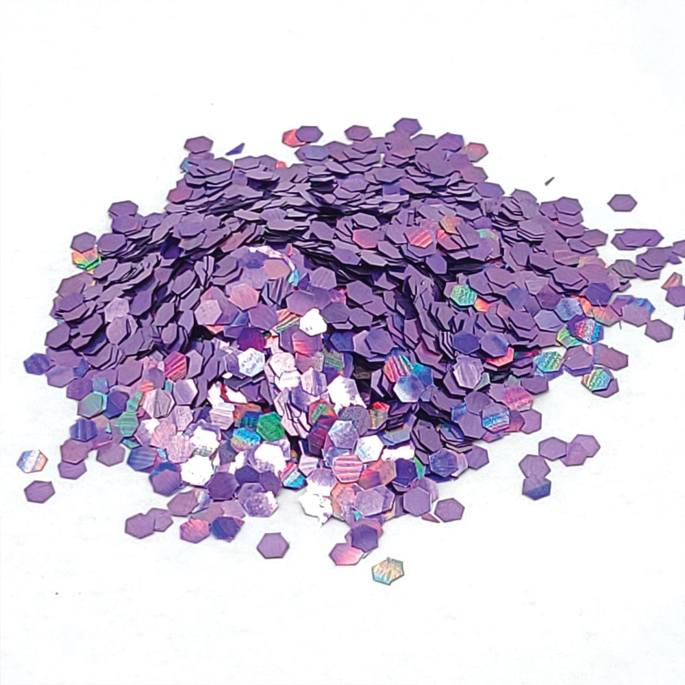 Glitter Confetti Hexagons- Holographic Purple