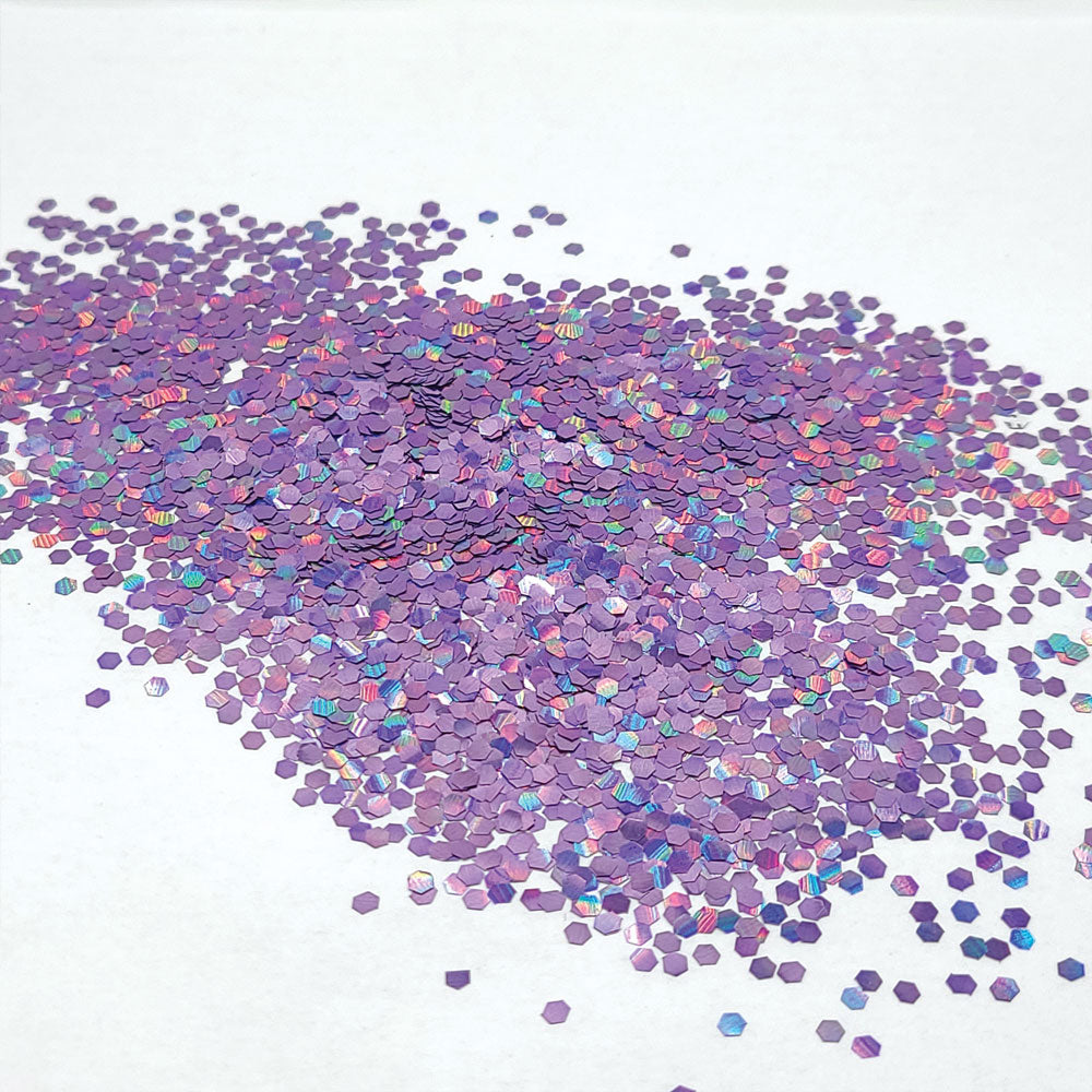 Glitter Confetti Hexagons- Holographic Purple