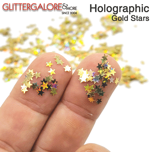 Glitter Confetti Stars - Gold Holographic