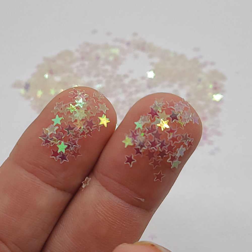 Glitter Confetti Stars - Iridescent Opal