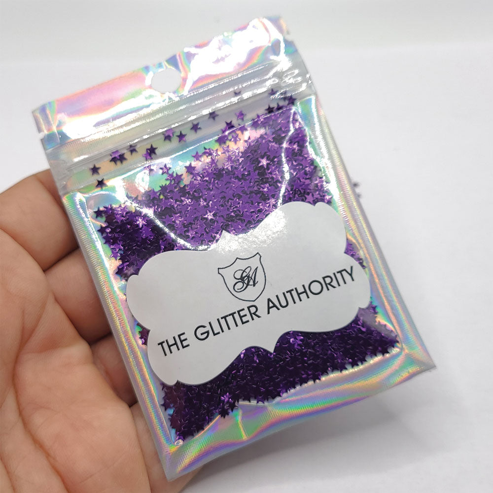Glitter Confetti Stars - Purple