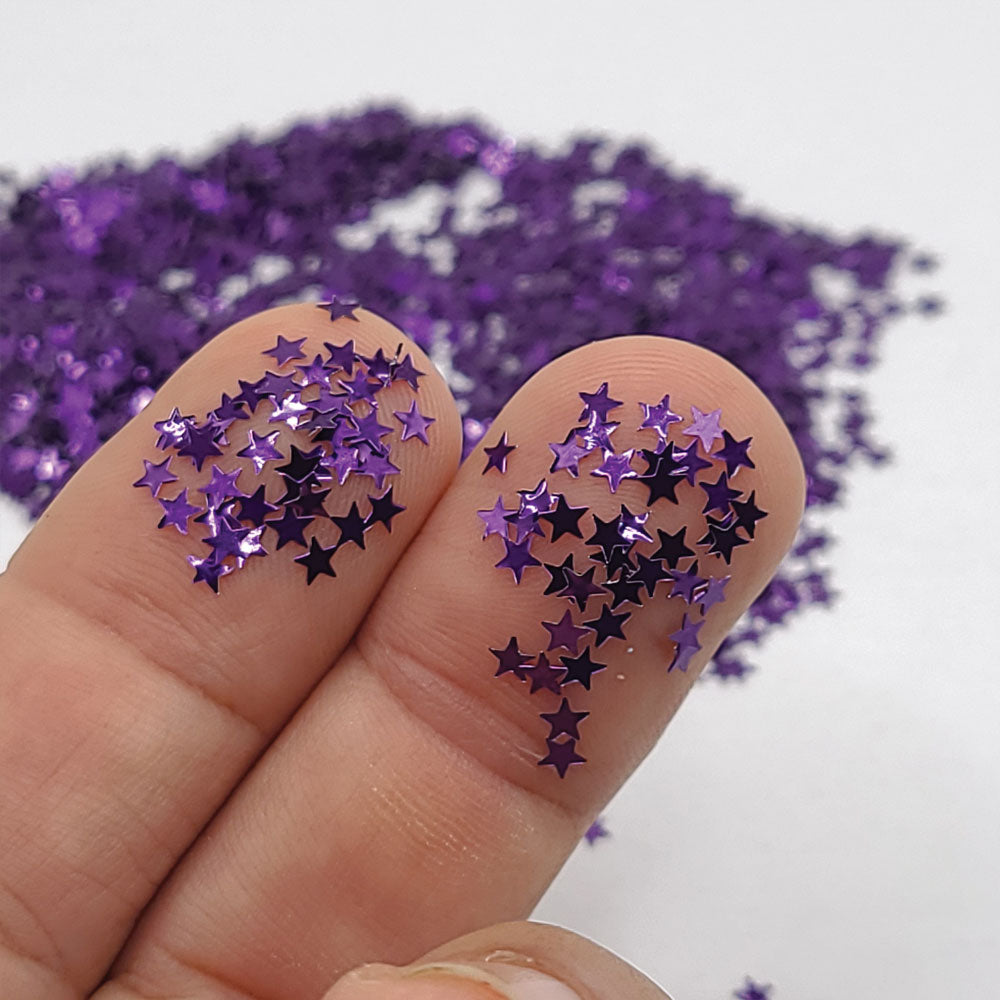 Glitter Confetti Stars - Purple