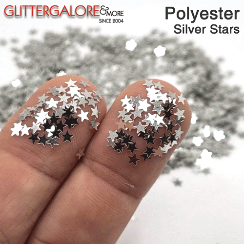 Glitter Confetti Stars - Silver