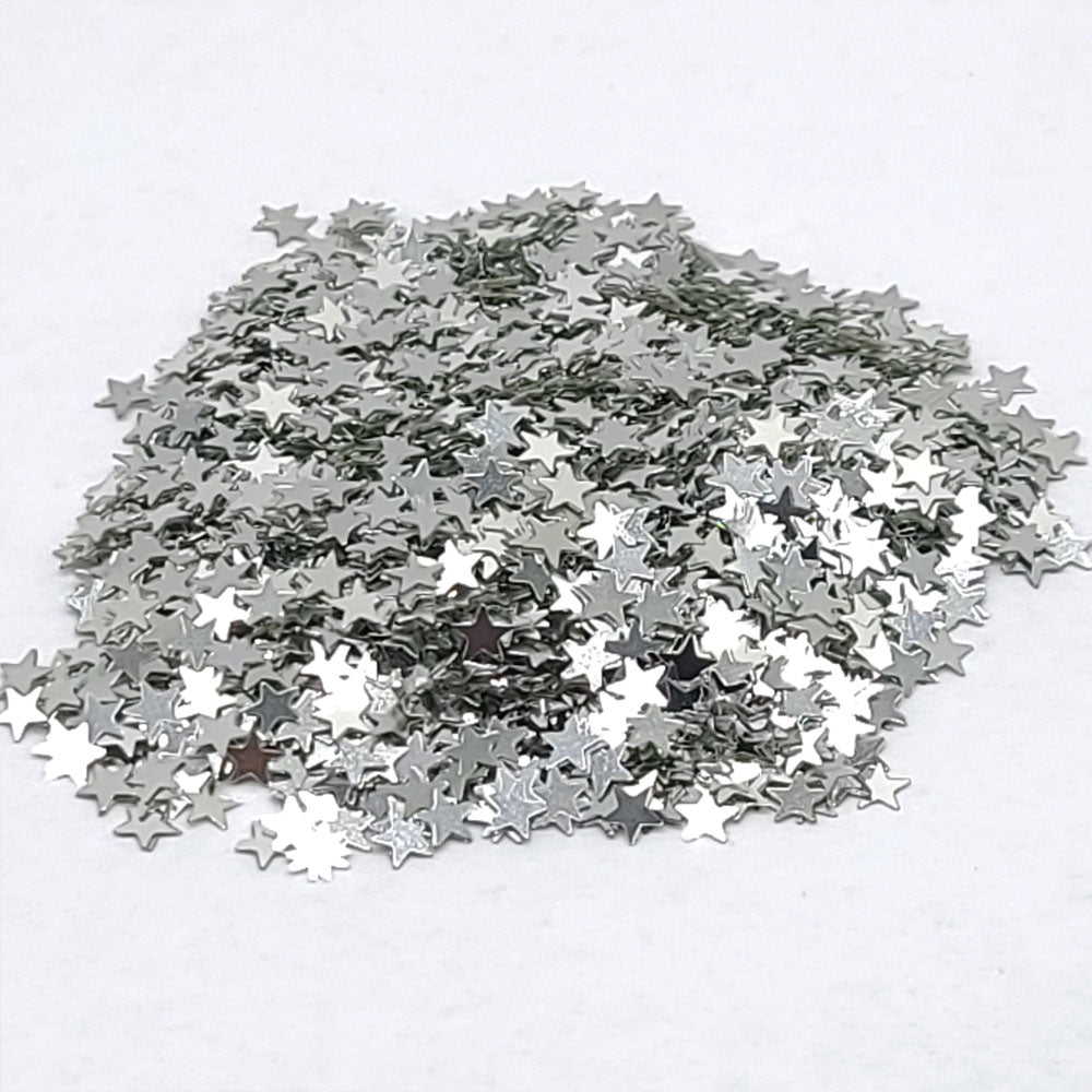 Glitter Confetti Stars - Silver