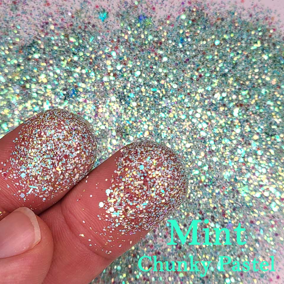 Chunky Pastel Glitter, 6 Piece Set
