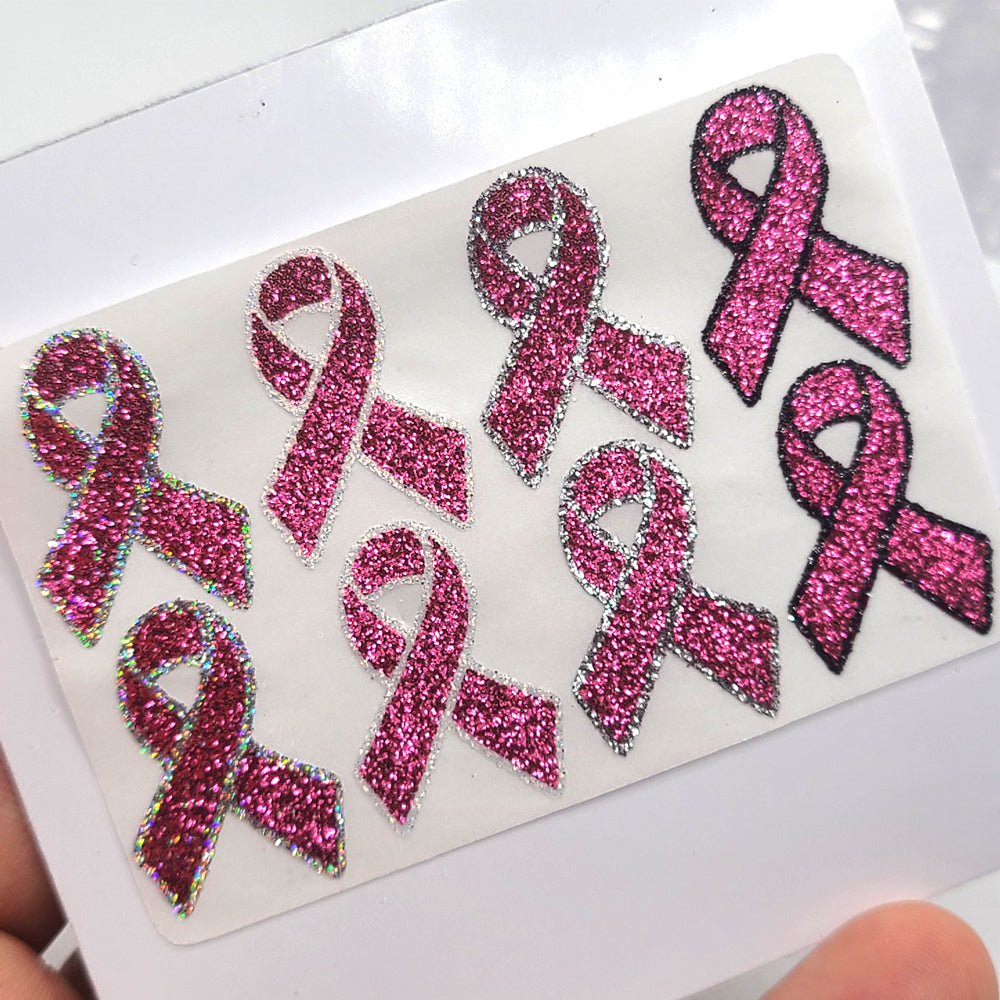 Cancer Ribbon Glitter Tattoo Stickers 1 inch (8 Stickers) - Two Color Way