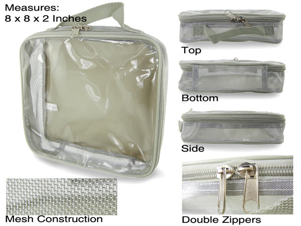 Grl Cosmetics Clear Vinyl Mesh Bag with Double Zipper (24 Pieces), Wholesale
