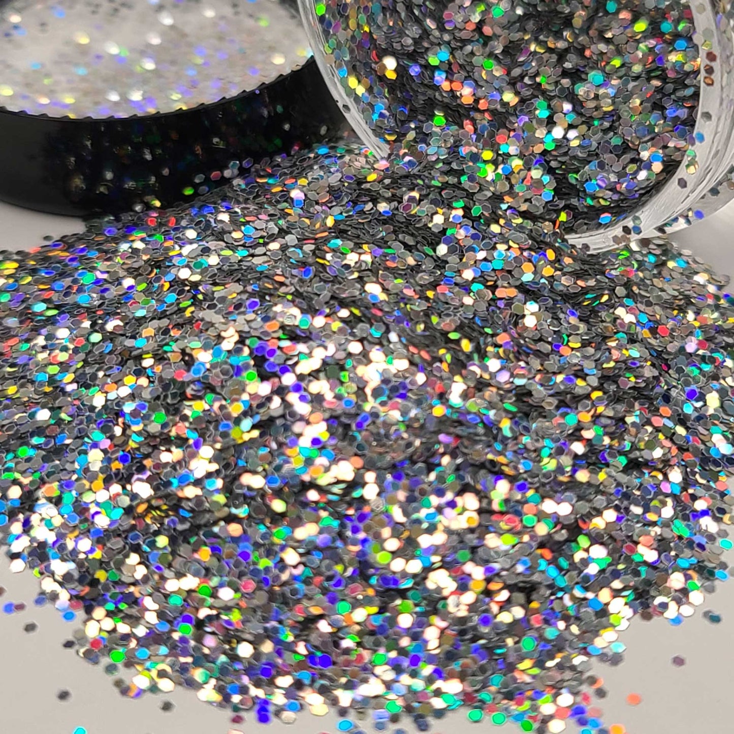 Silver Holographic Glitter, Small (.025") Hex Cut