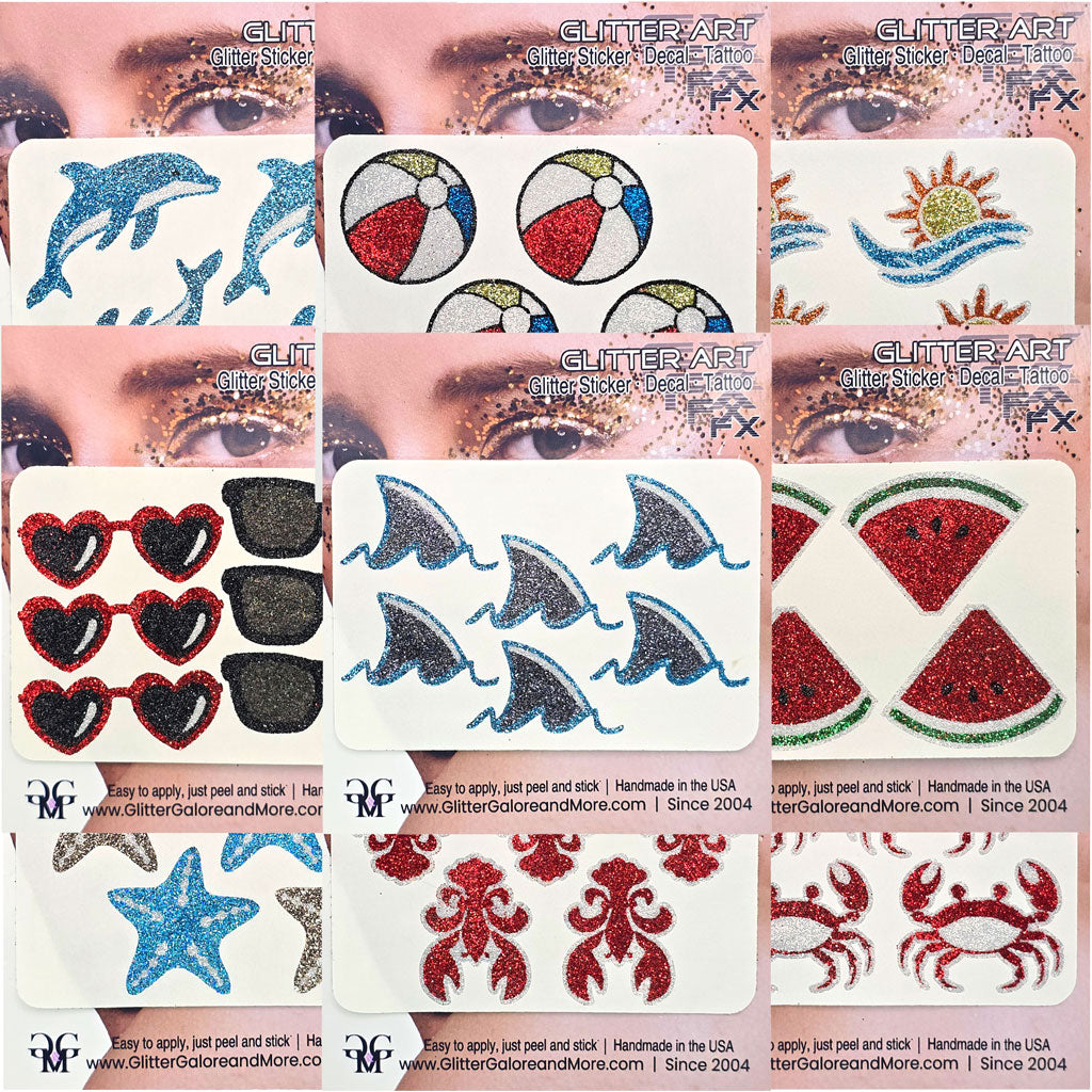 Summer Beach Luau Party Glitter Stickers