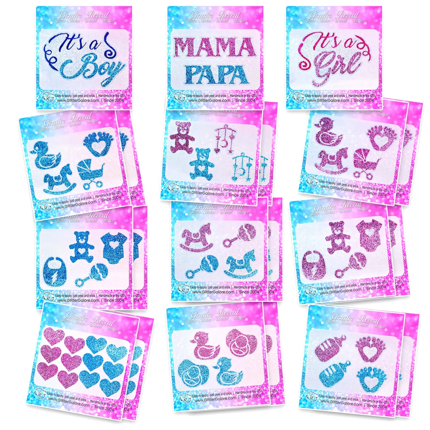 Baby Reveal, Baby Shower, Newborn Celebration Sticker Sets