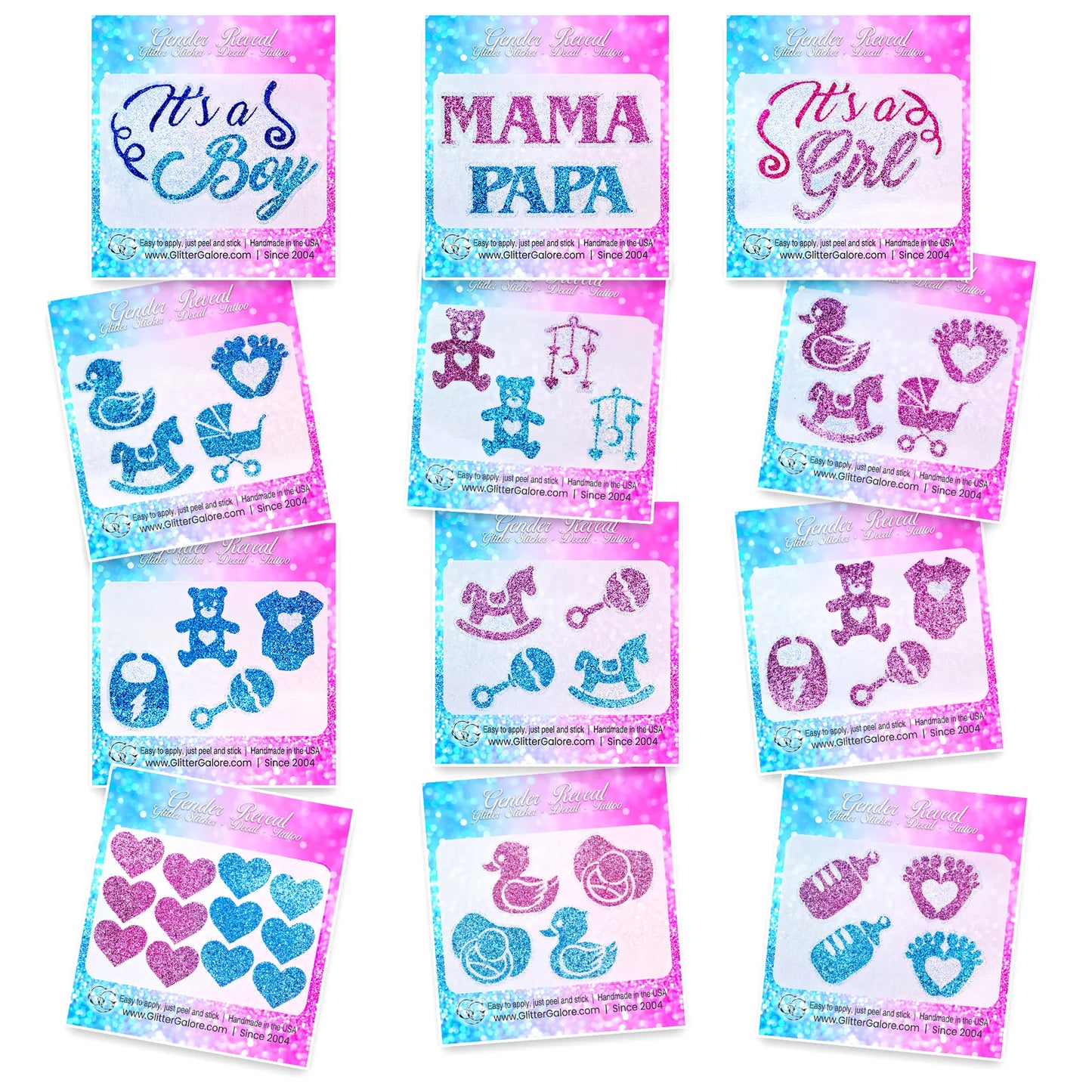 Baby Reveal, Baby Shower, Newborn Celebration Sticker Sets