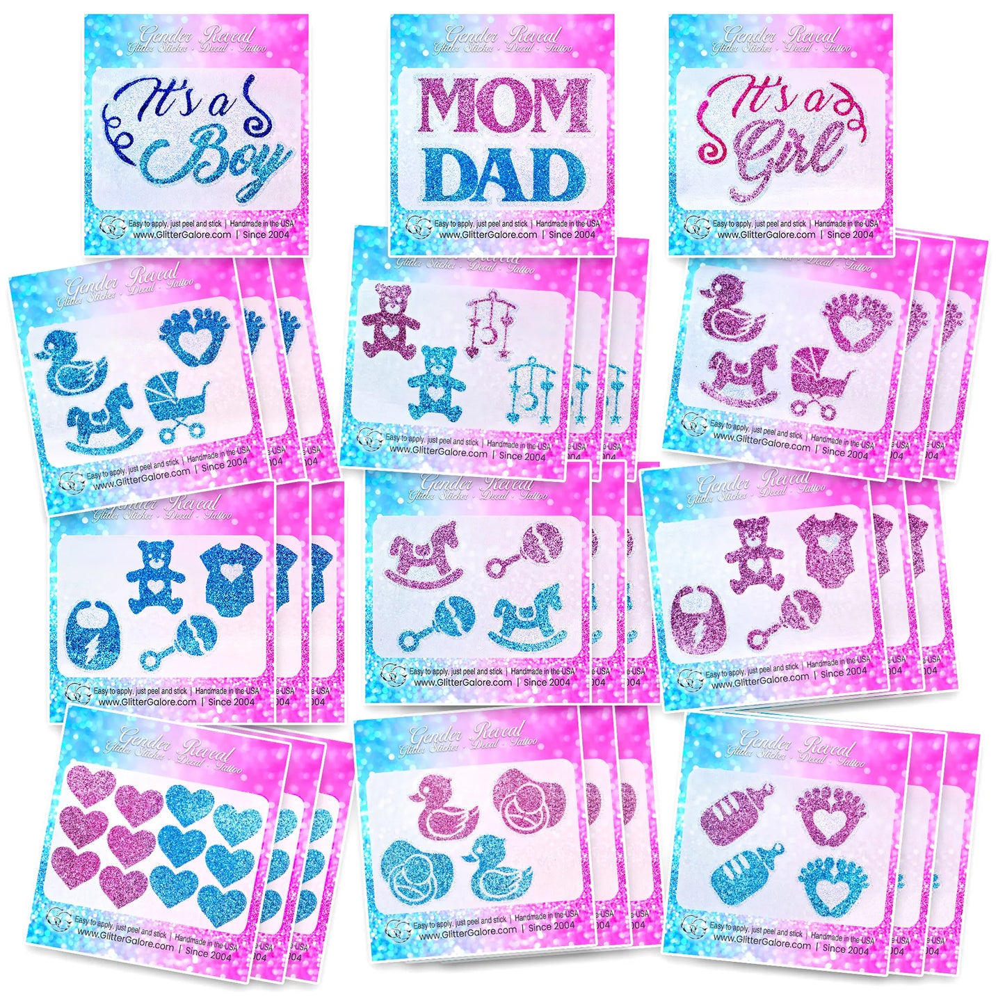 Baby Reveal, Baby Shower, Newborn Celebration Sticker Sets