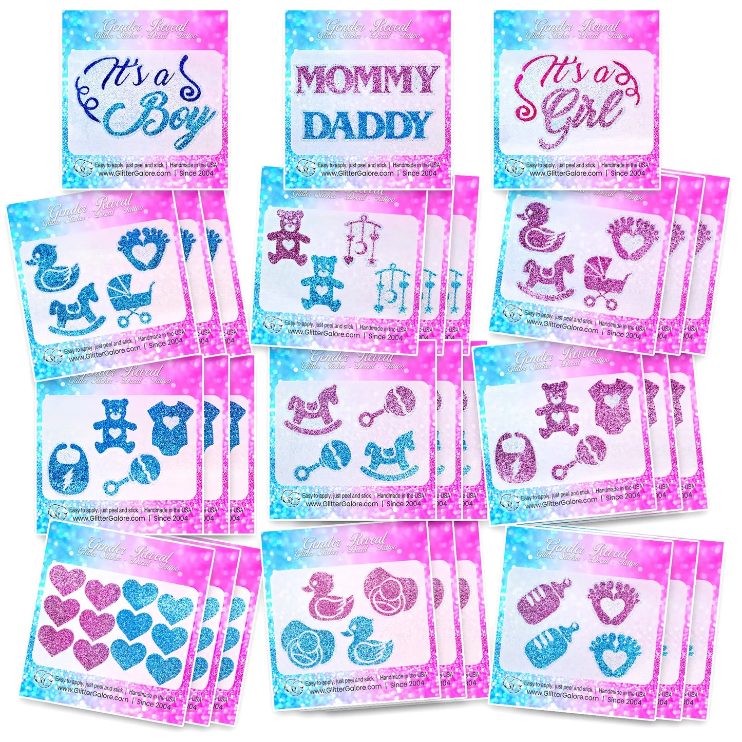 Baby Reveal, Baby Shower, Newborn Celebration Sticker Sets