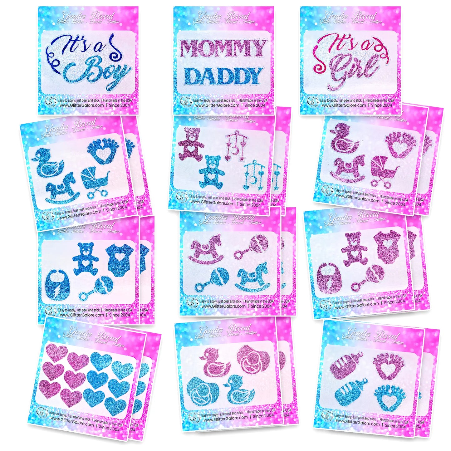 Baby Reveal, Baby Shower, Newborn Celebration Sticker Sets